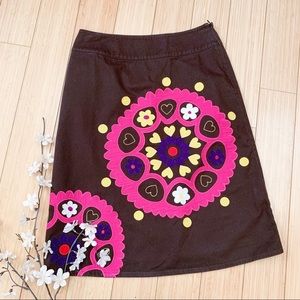 Boden Flower and Hearts Appliqué Skirt, US 4.
